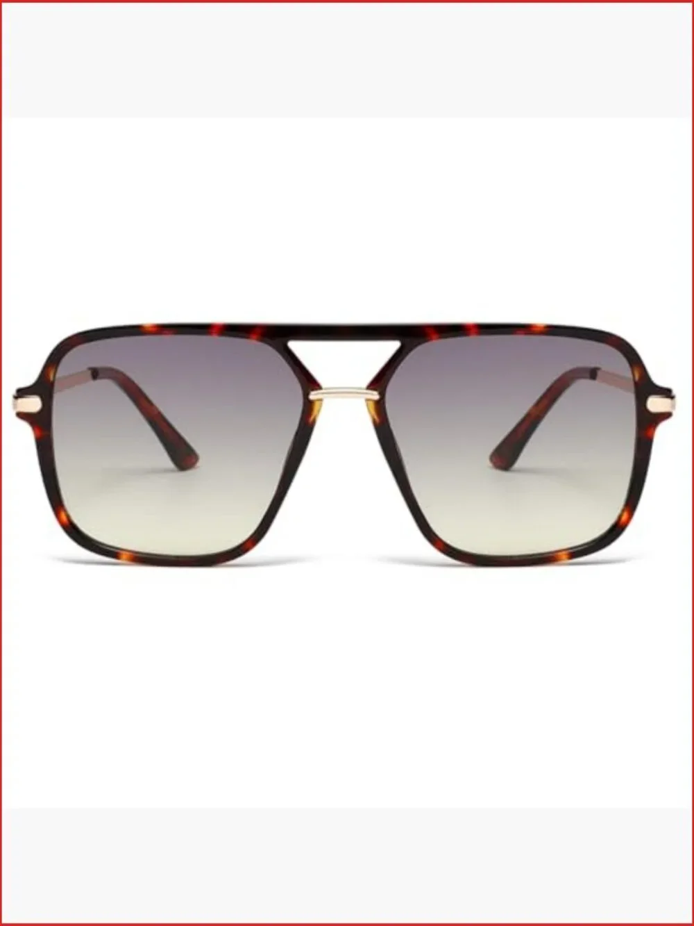 Retro Double Bridge Square Sunglasses UV400 Pilot Style Plastic Frame